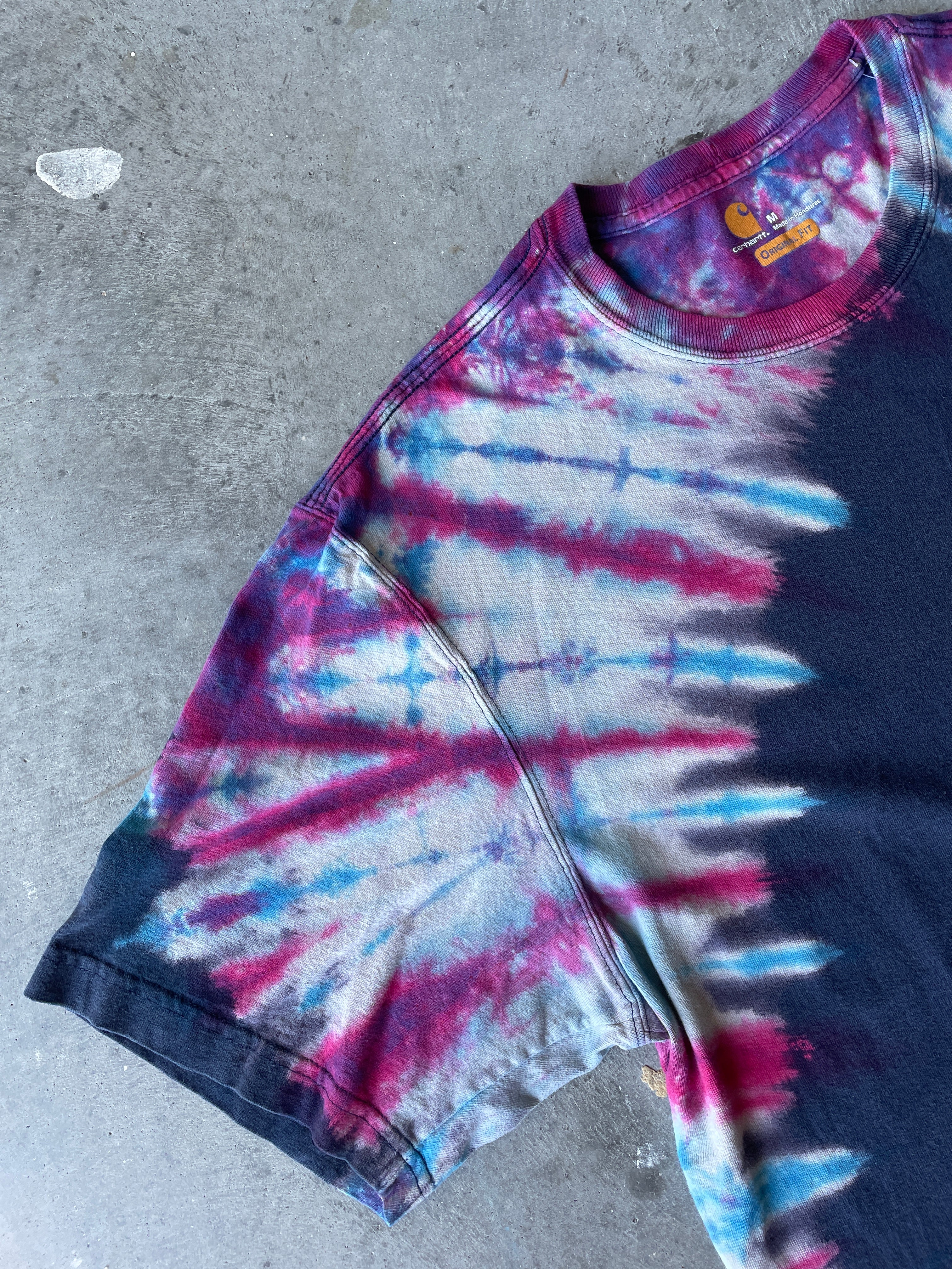 Carhartt Short Sleeve Red, White, and Blue Reverse Tie Dye T-Shirt | One-of-a-Kind | Men's Medium