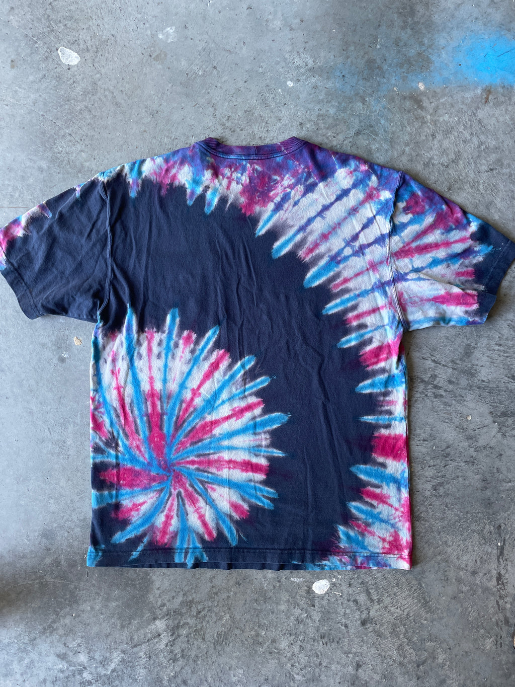 Carhartt Short Sleeve Red, White, and Blue Reverse Tie Dye T-Shirt | One-of-a-Kind | Men's Medium
