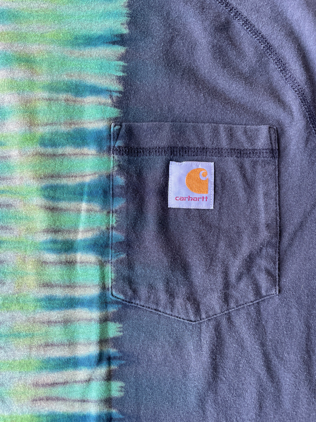 Carhartt Short Sleeve Black and Green Reverse Tie Dye T-Shirt | One-of-a-Kind | Men's Medium