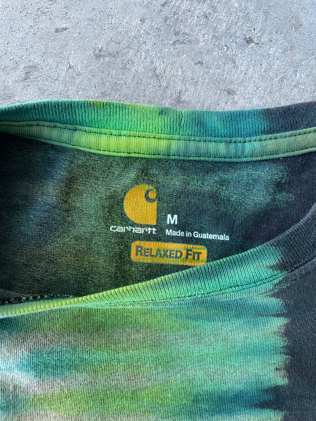 Carhartt Short Sleeve Black and Green Reverse Tie Dye T-Shirt | One-of-a-Kind | Men's Medium