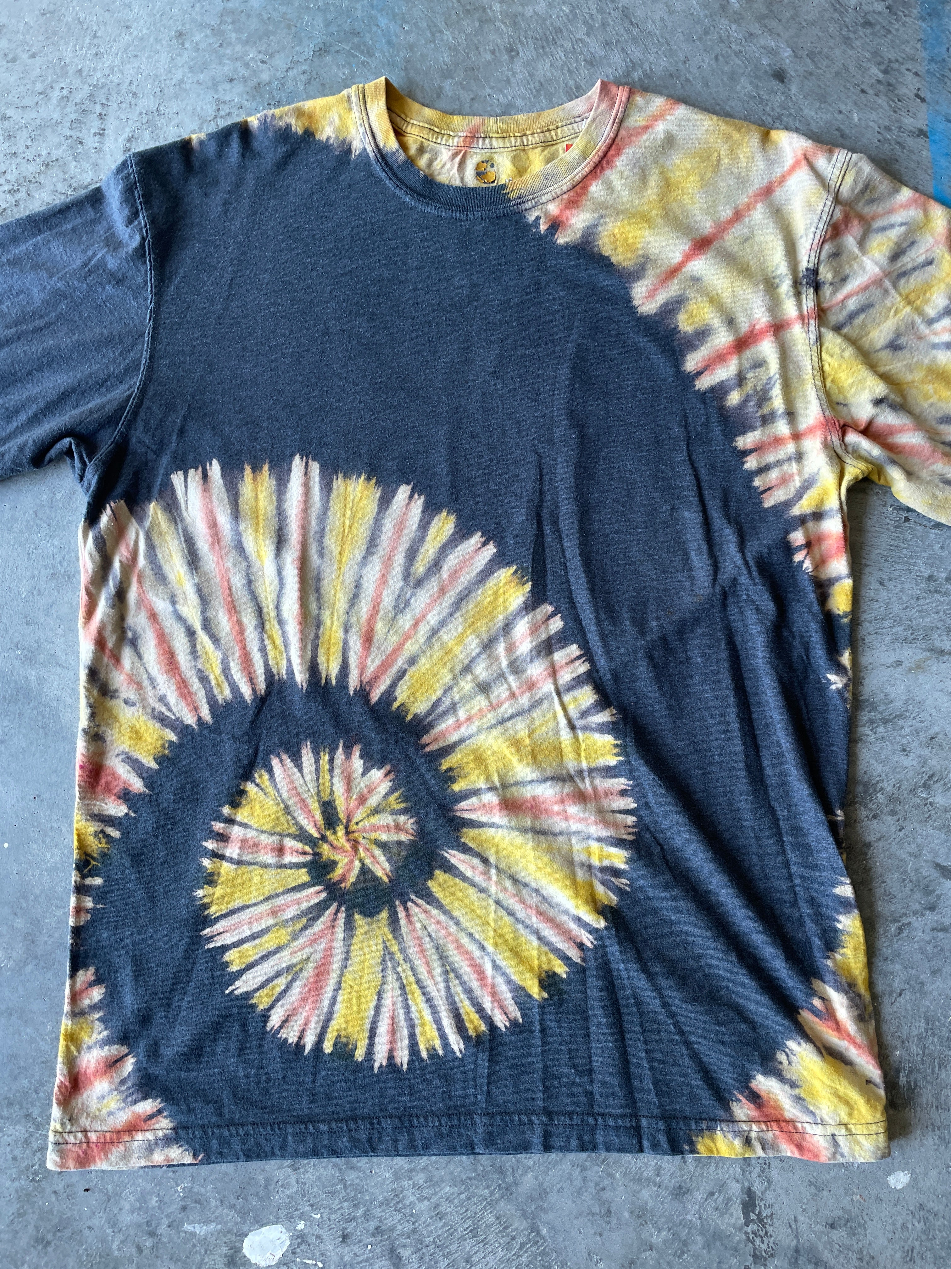 Carhartt Buck Long Sleeve Gray & Gold Reverse Tie Dye T-Shirt | One-of-a-Kind | Men's Medium