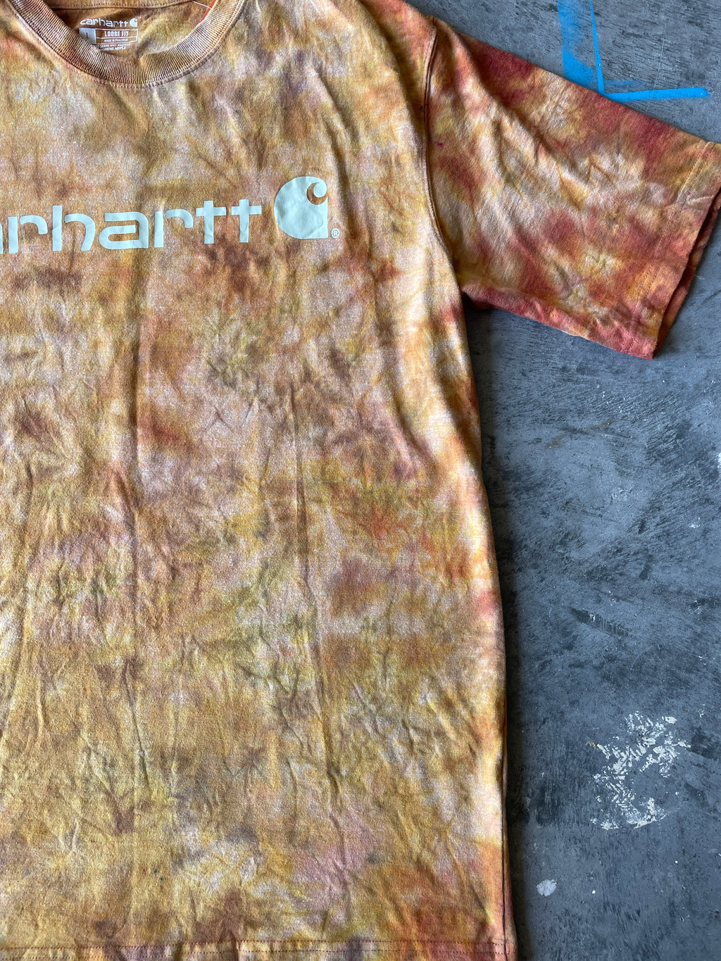 Carhartt Short Sleeve Golden Yellow Tie Dye Graphic T-Shirt | One-of-a-Kind | Men's Large