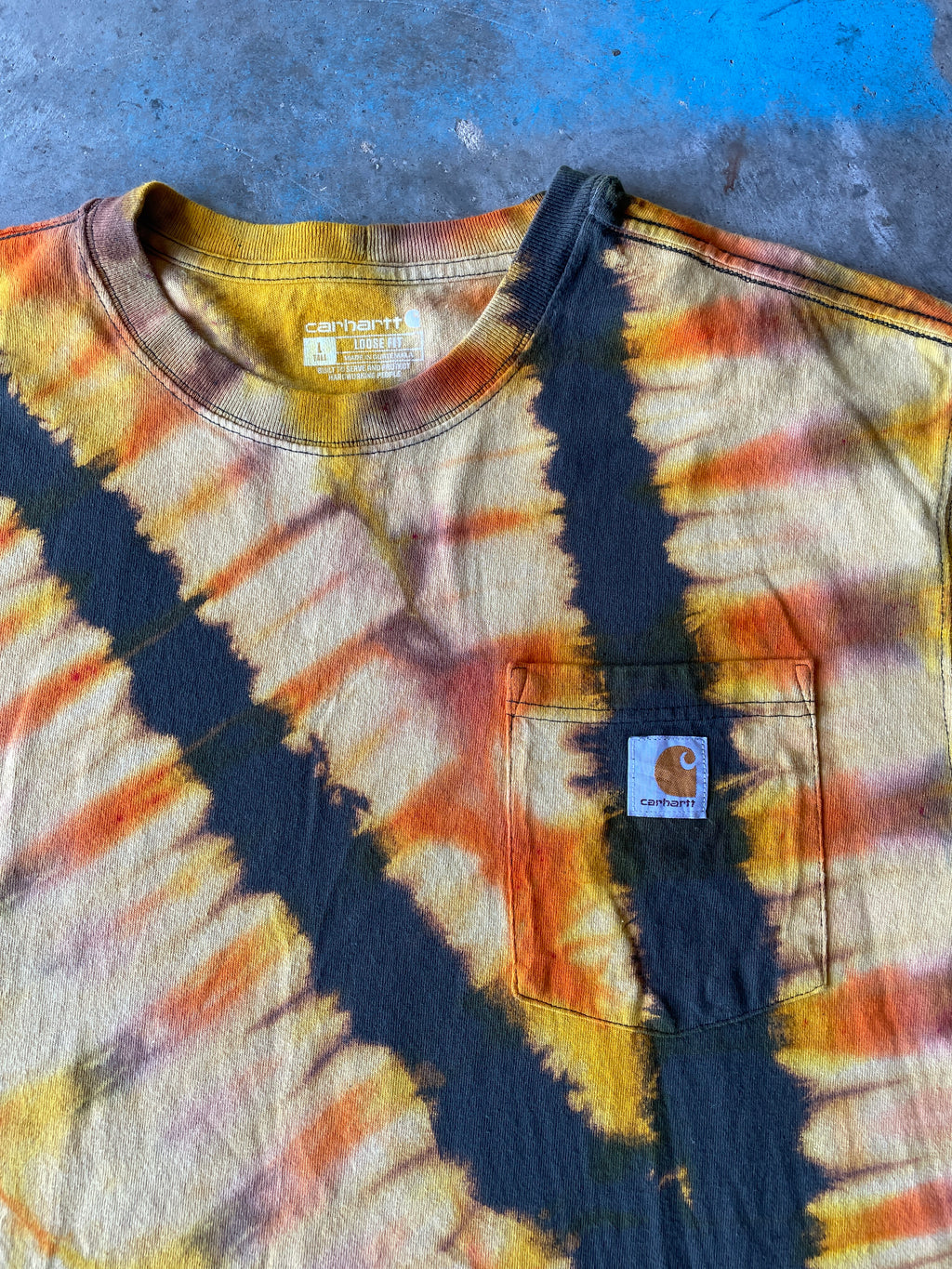 Carhartt Short Sleeve Gray and Gold Reverse Tie Dye T-Shirt | One-of-a-Kind | Men's Large
