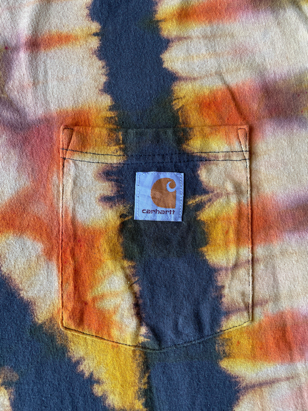 Carhartt Short Sleeve Gray and Gold Reverse Tie Dye T-Shirt | One-of-a-Kind | Men's Large