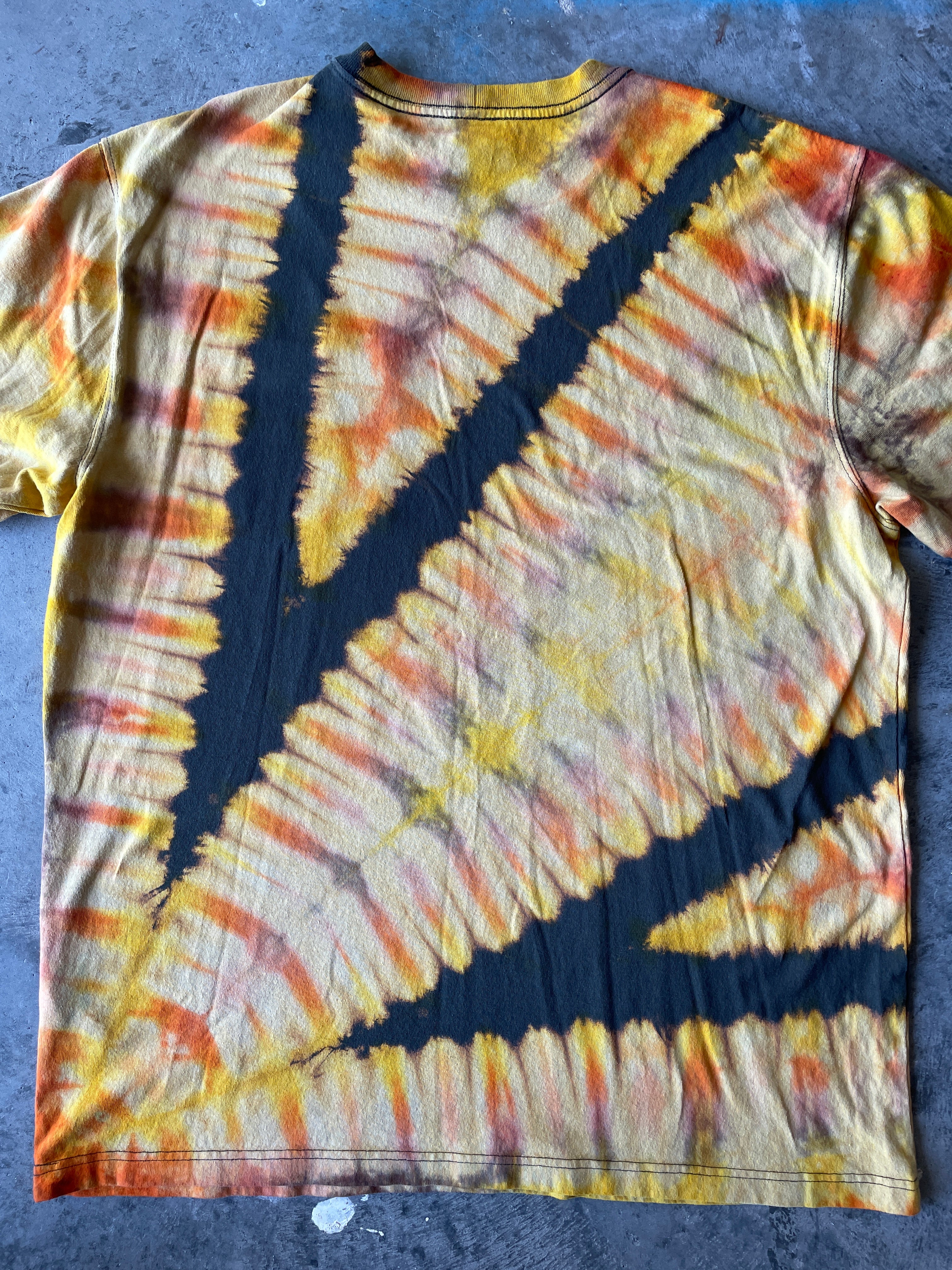 Carhartt Short Sleeve Gray and Gold Reverse Tie Dye T-Shirt | One-of-a-Kind | Men's Large