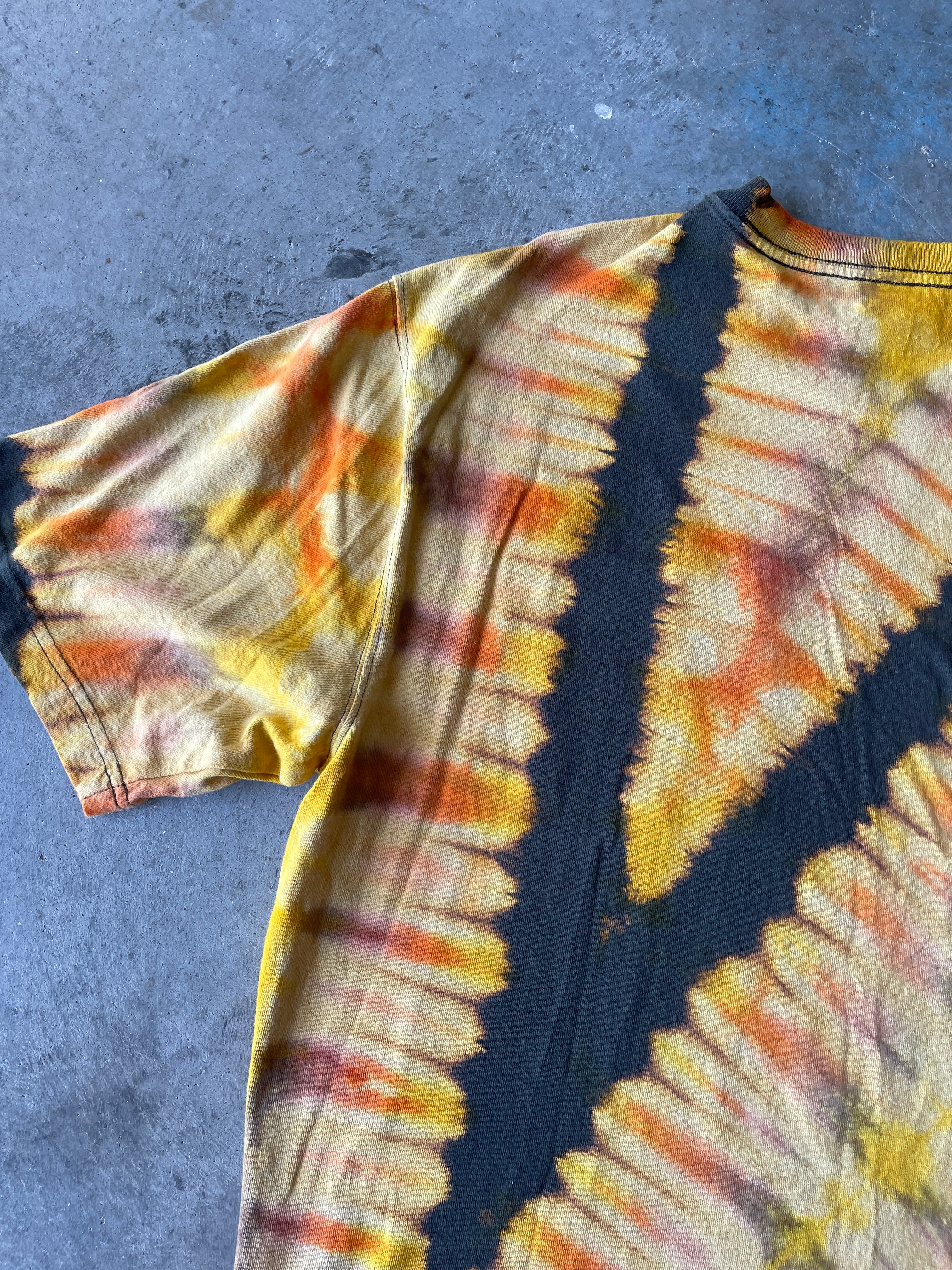 Carhartt Short Sleeve Gray and Gold Reverse Tie Dye T-Shirt | One-of-a-Kind | Men's Large