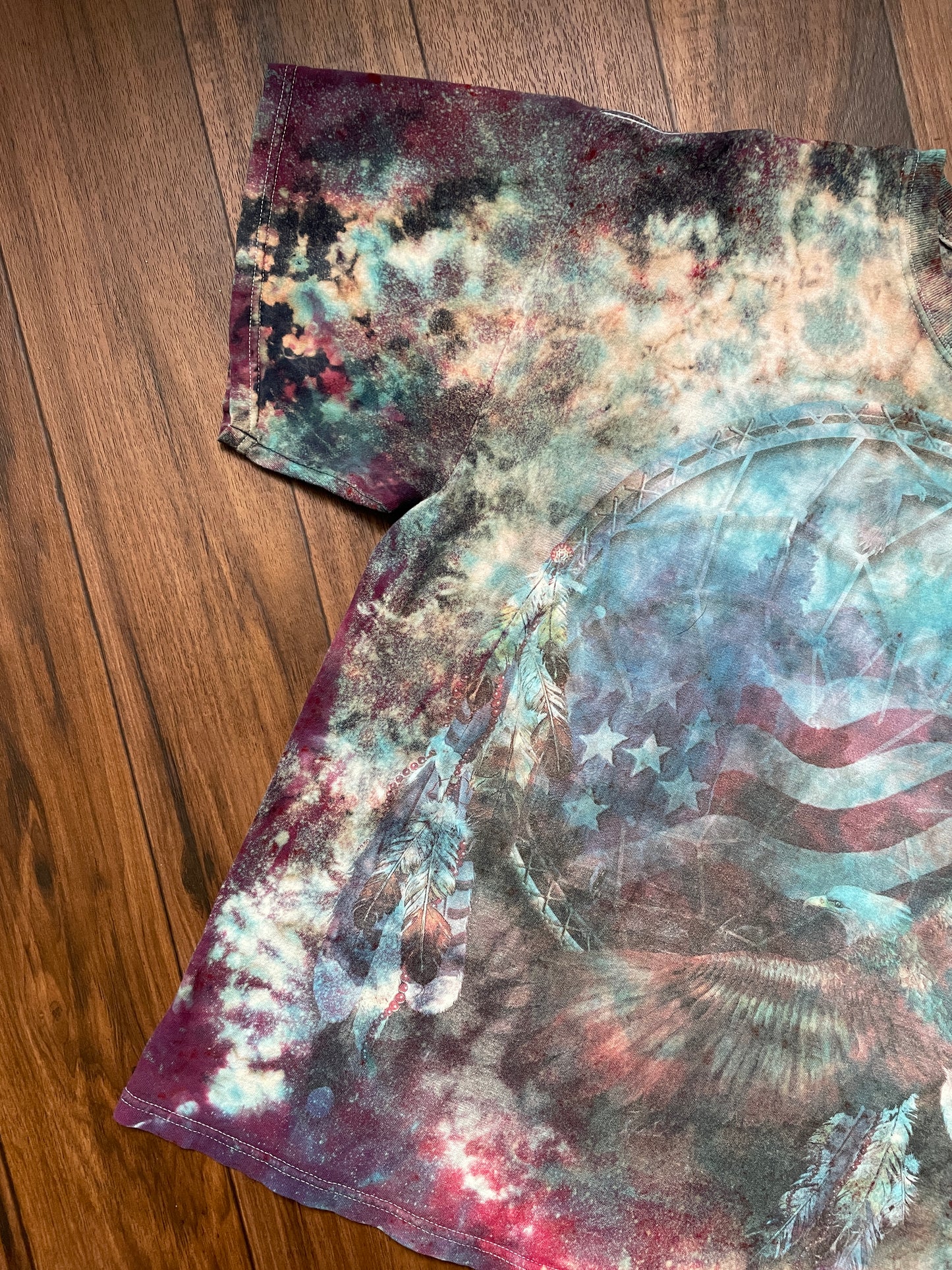 Men's XL Patriotic Eagle Handmade Tie Dye Short Sleeve T-Shirt