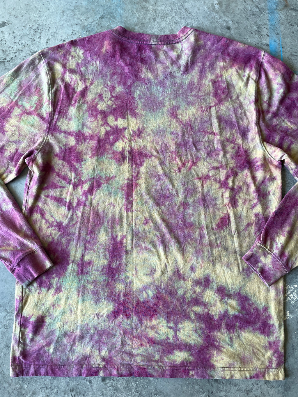 Carhartt Long Sleeve Pink and Tan Reverse Tie Dye T-Shirt | One-of-a-Kind | Men's Large