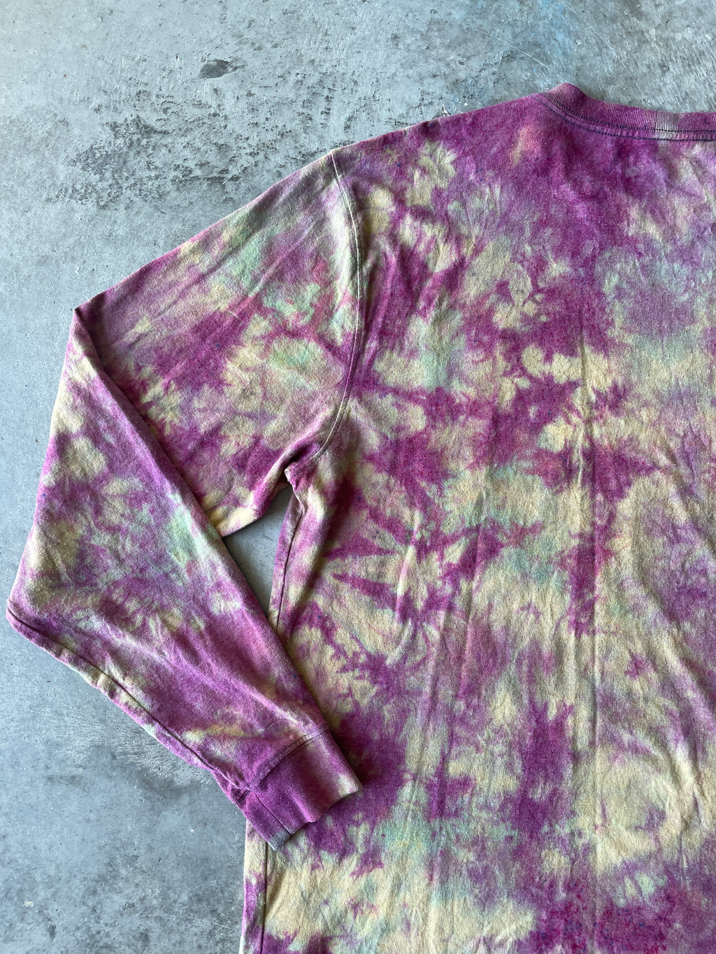 Carhartt Long Sleeve Pink and Tan Reverse Tie Dye T-Shirt | One-of-a-Kind | Men's Large