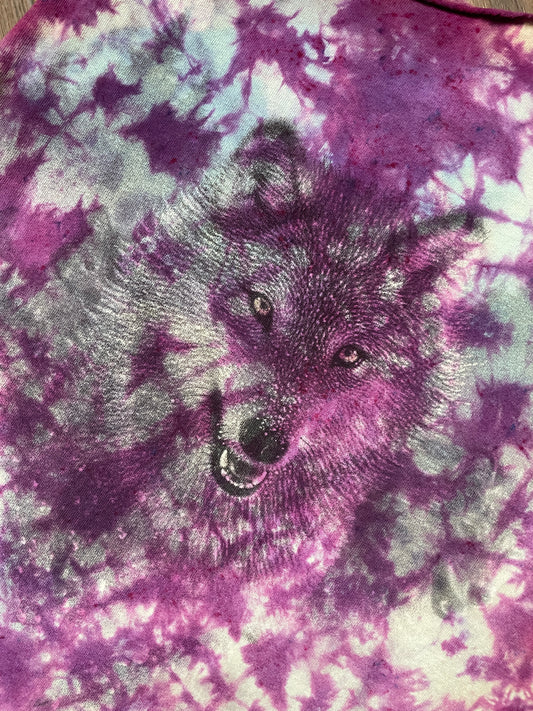 Men's S/M Wolves Handmade Tie Dye Cutoff T-Shirt