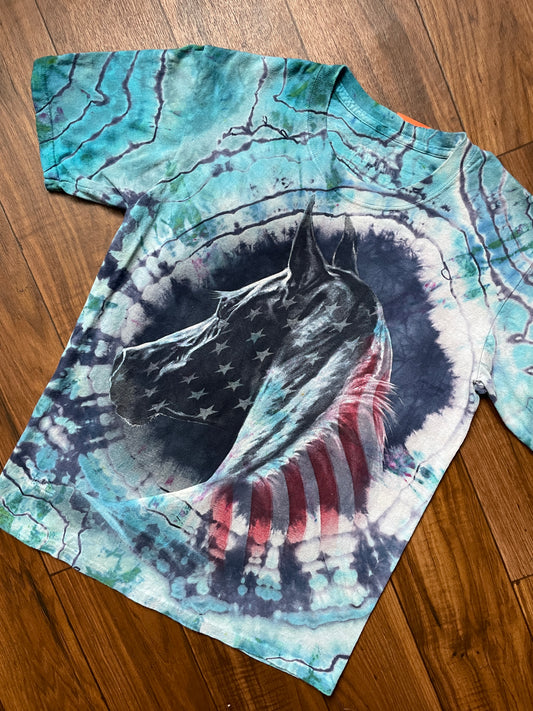 Men's Small Freedom Horse Handmade Tie Dye Short Sleeve T-Shirt