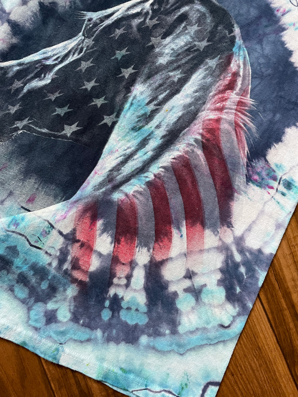 Men's Small Patriotic Horse Handmade Tie Dye Short Sleeve T-Shirt