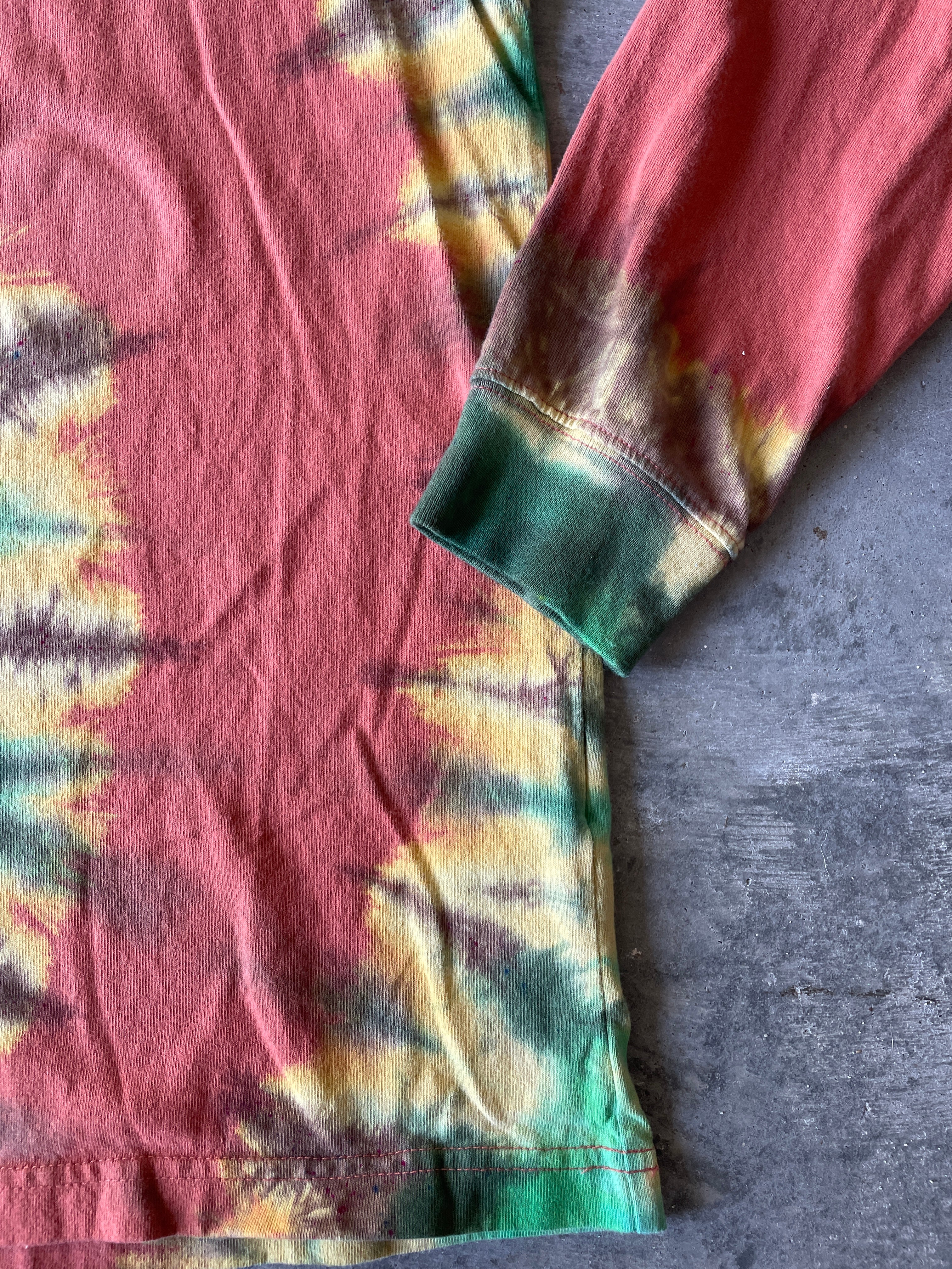 Carhartt Mountains Long Sleeve Copper & Turquoise Reverse Tie Dye T-Shirt | One-of-a-Kind | Men's XL