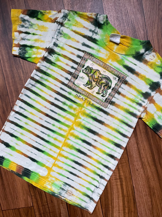 Men's Small Vintage Seattle Bear Handmade Tie Dye Short Sleeve T-Shirt