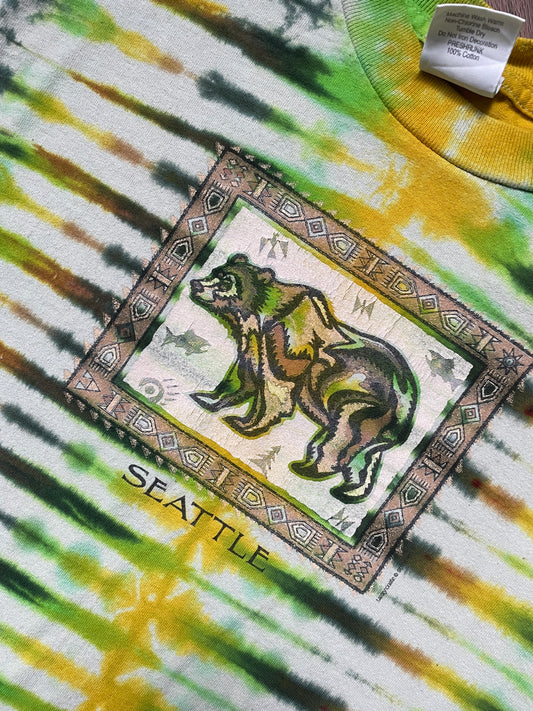 Men's Small Vintage Seattle Bear Handmade Tie Dye Short Sleeve T-Shirt