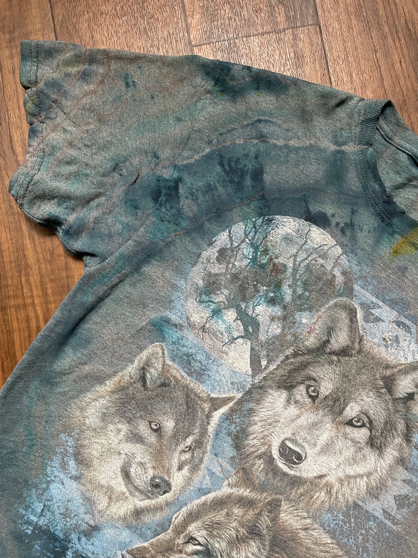 Men's Medium Vintage Wolf Pack Handmade Tie Dye Short Sleeve T-Shirt