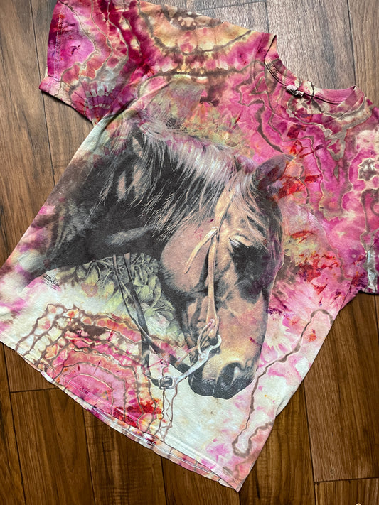 Men's Large Horse Handmade Tie Dye Short Sleeve T-Shirt (Vintage from 2003)