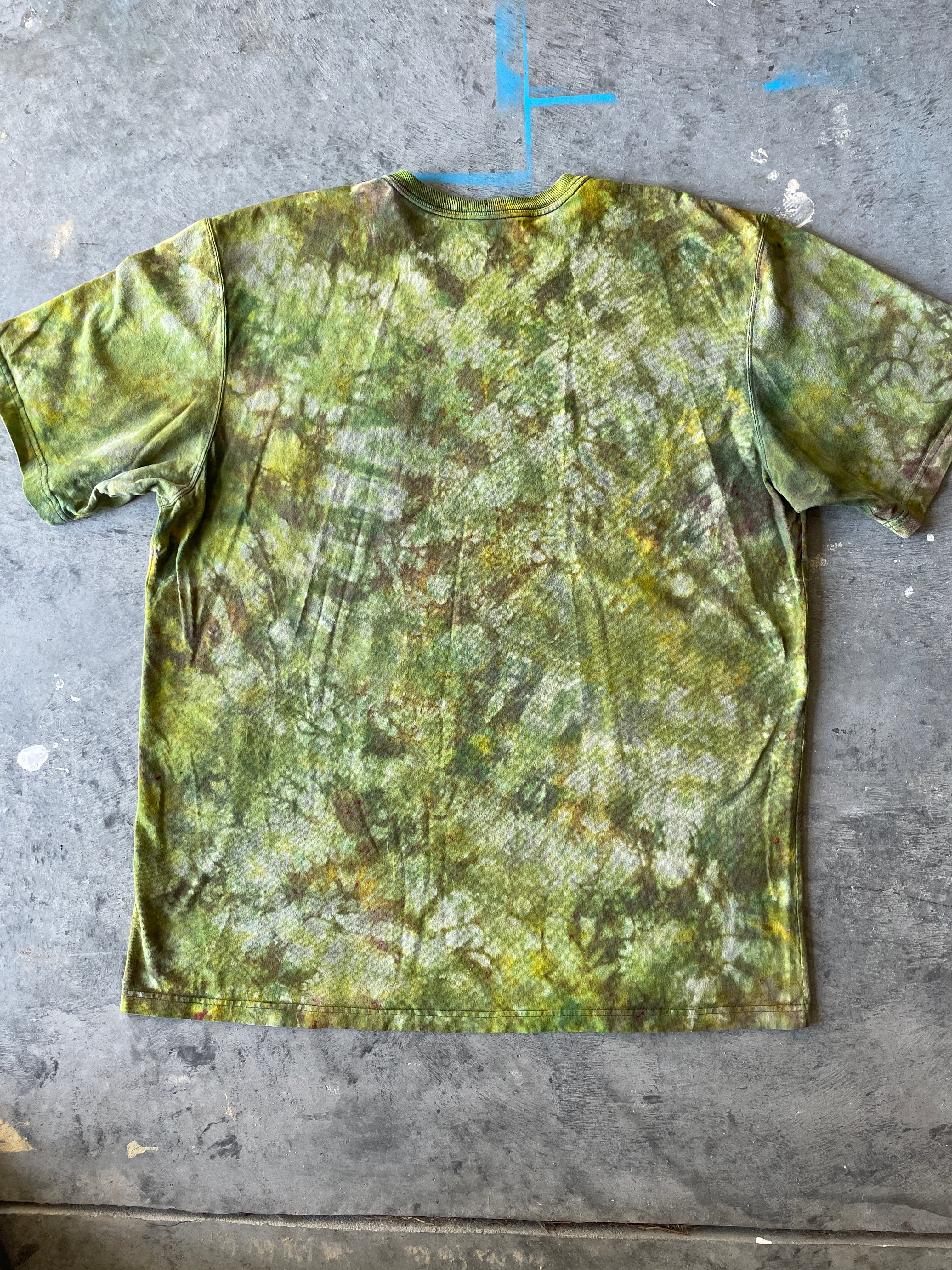 Carhartt Short Sleeve Green and Gold Tie Dye T-Shirt | One-of-a-Kind | Men's XL Tall