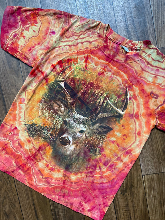 Men's Large Deer Handmade Geode Tie Dye Short Sleeve T-Shirt