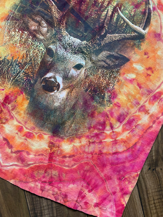 Men's Large Deer Handmade Geode Tie Dye Short Sleeve T-Shirt