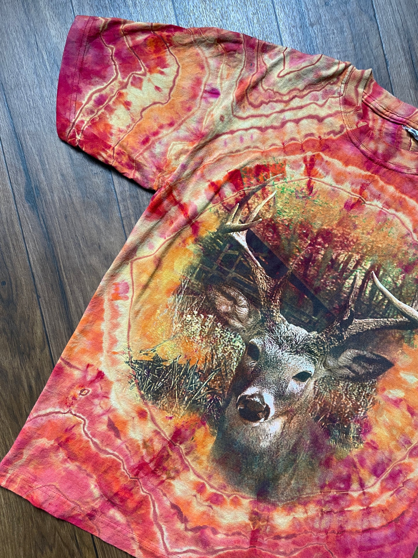 Men's Large Deer Handmade Geode Tie Dye Short Sleeve T-Shirt