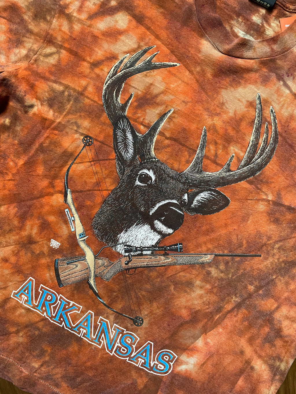 Men's XL Arkansas Deer Hunting Handmade Tie Dye Short Sleeve T-Shirt