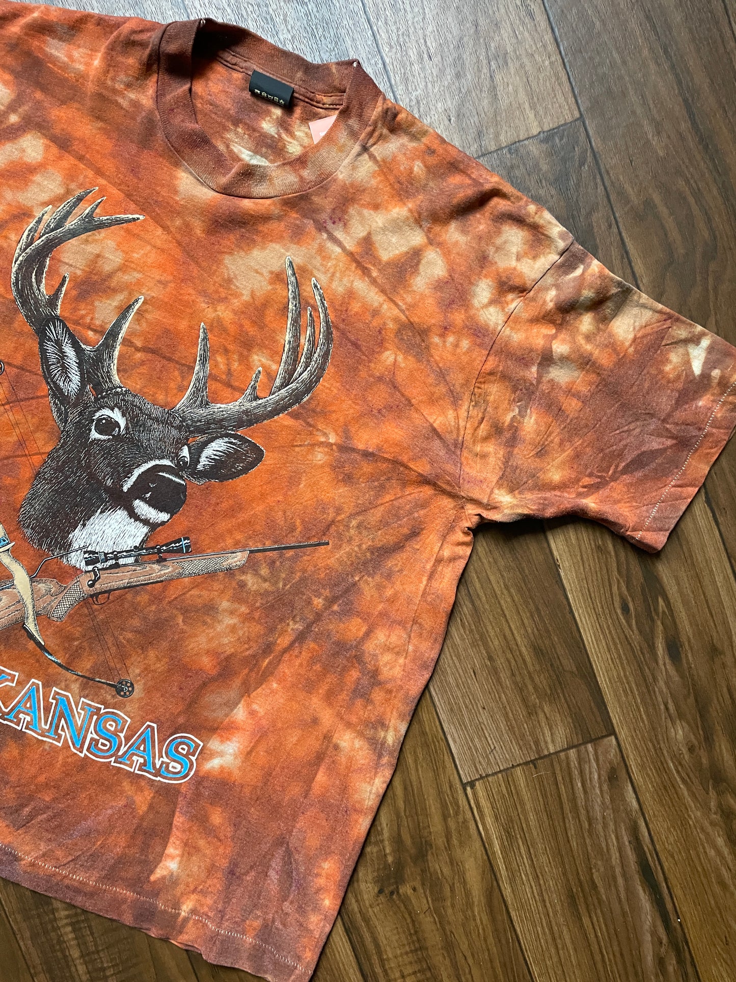 Men's XL Arkansas Deer Handmade Geode Tie Dye Short Sleeve T-Shirt