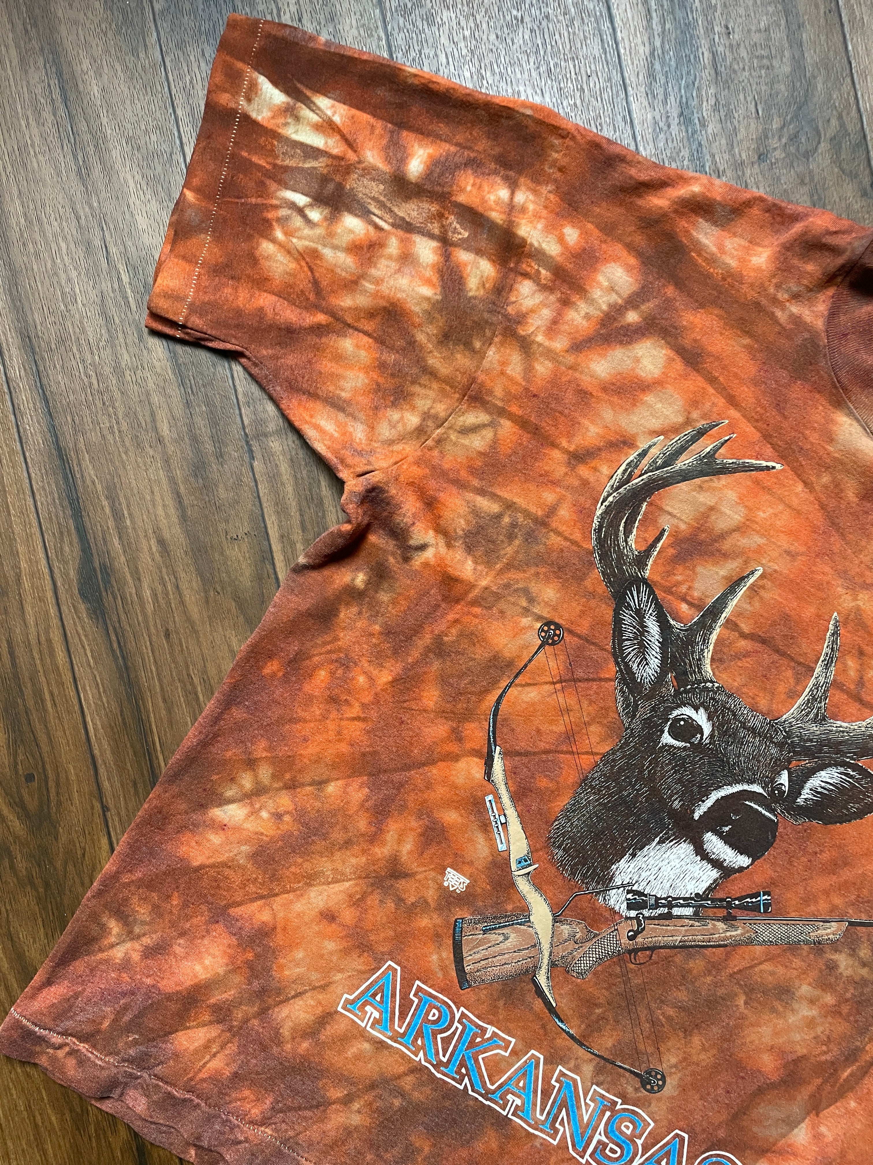Men's XL Arkansas Deer Hunting Handmade Tie Dye Short Sleeve T-Shirt