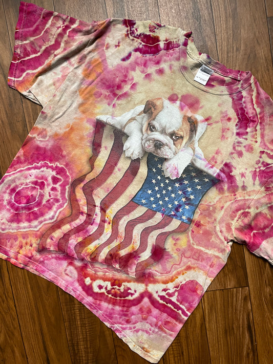 Men's 2XL American Bulldog Handmade Geode Tie Dye Short Sleeve T-Shirt