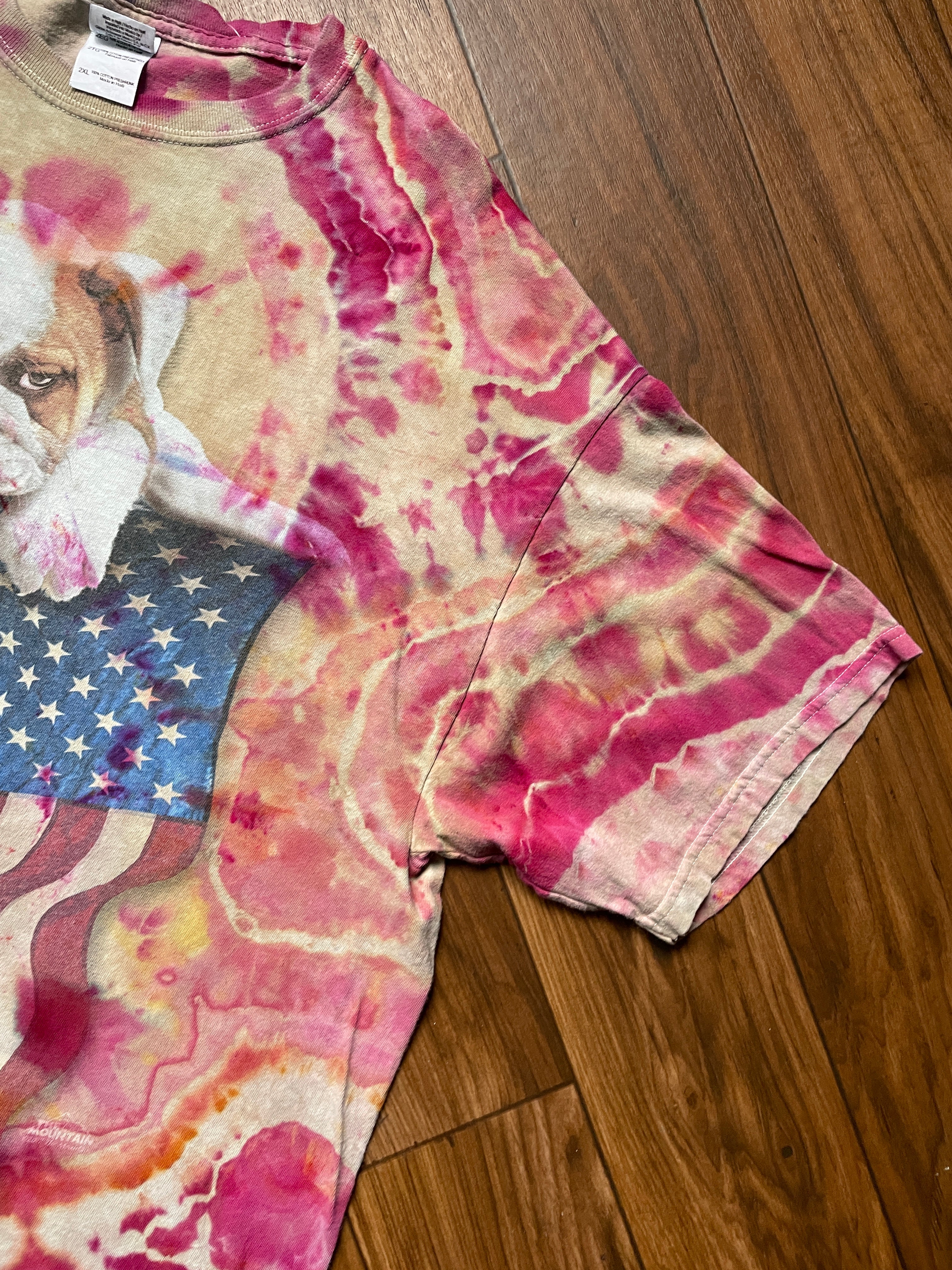 Men's 2XL American Bulldog Handmade Geode Tie Dye Short Sleeve T-Shirt