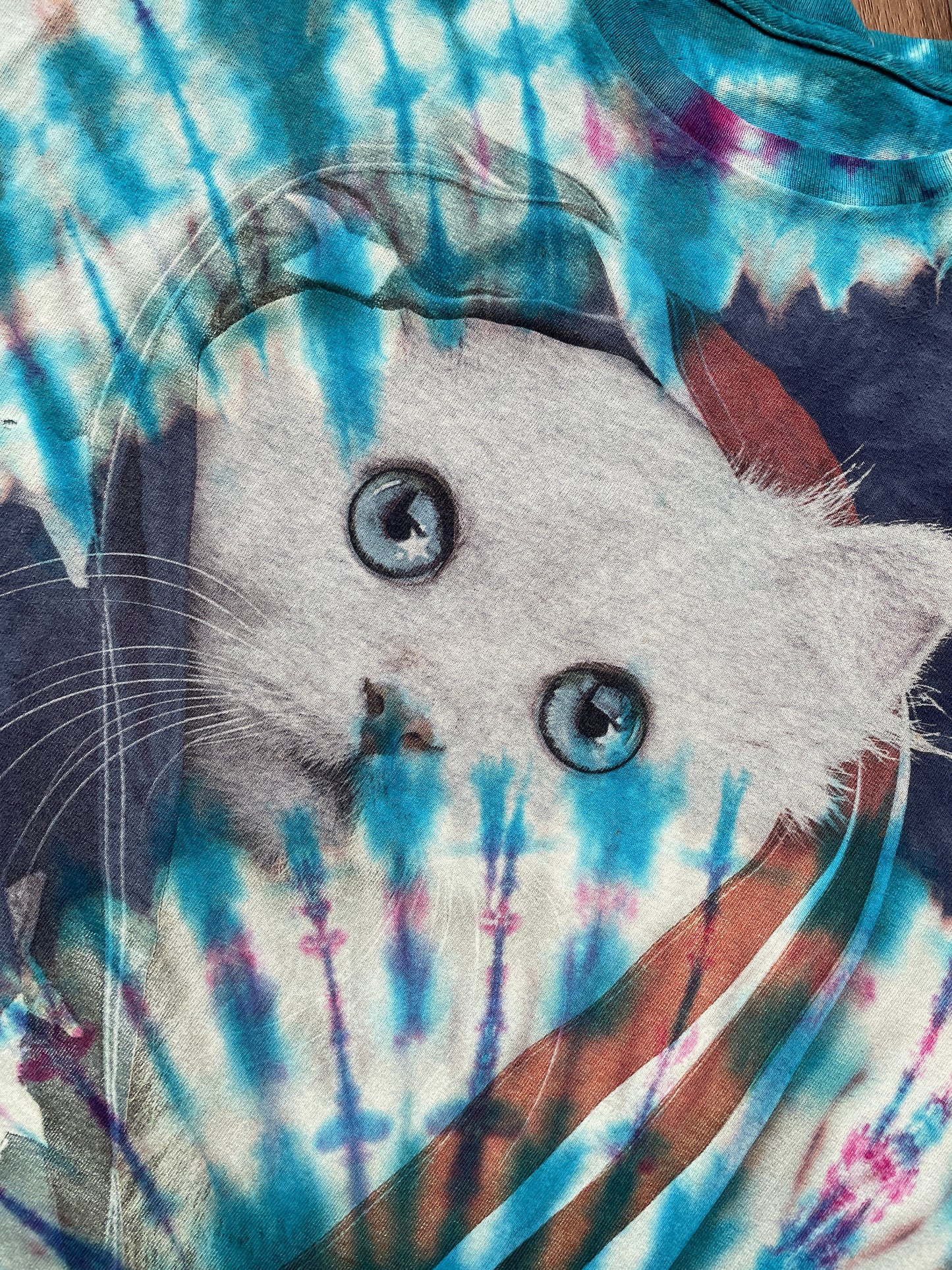 Men's 2XL Patriotic Cat Handmade Geode Tie Dye Short Sleeve T-Shirt