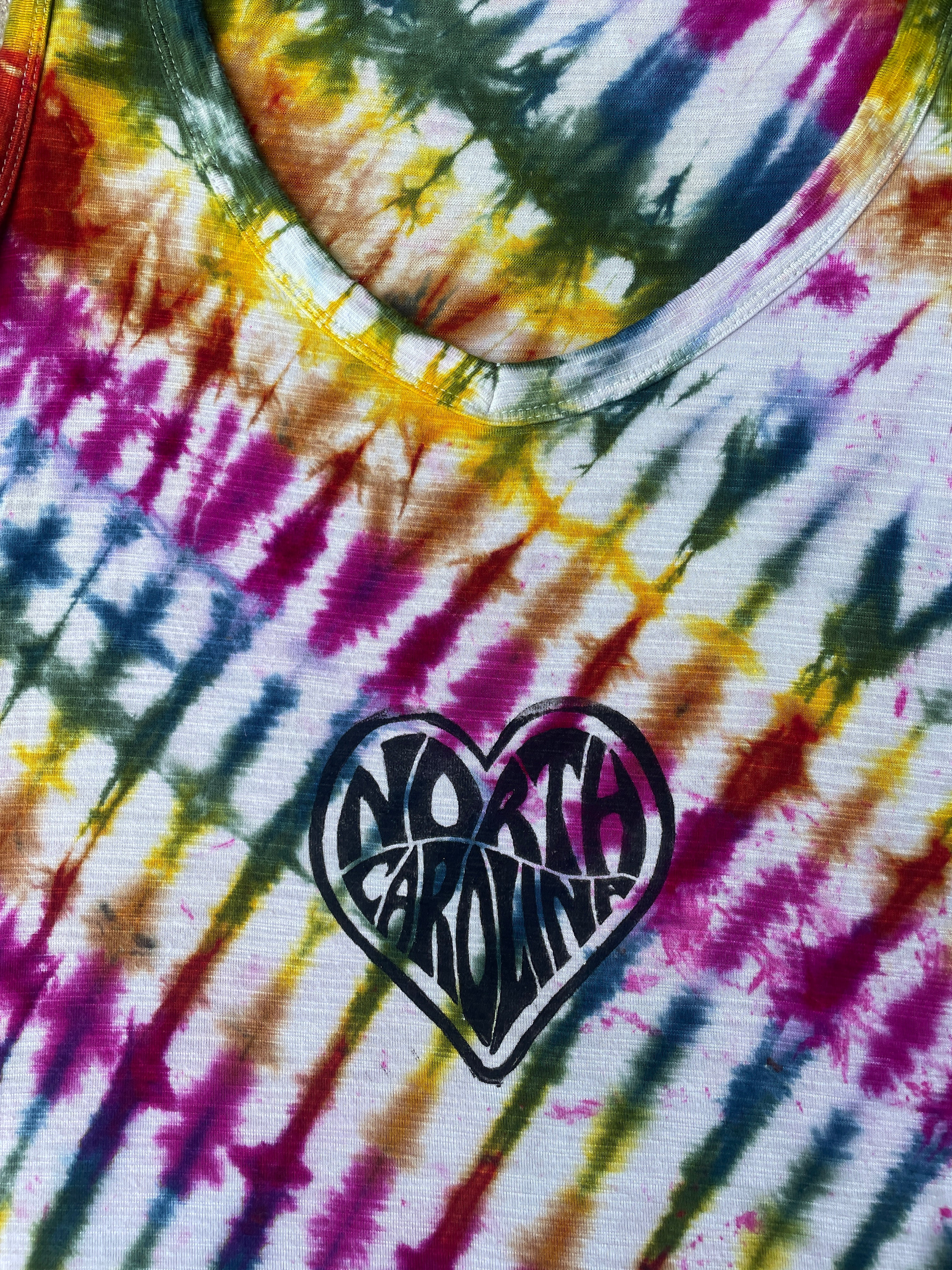Hand-Printed North Carolina Mood Ring Tie Dye Tank Top | Women's Size Medium