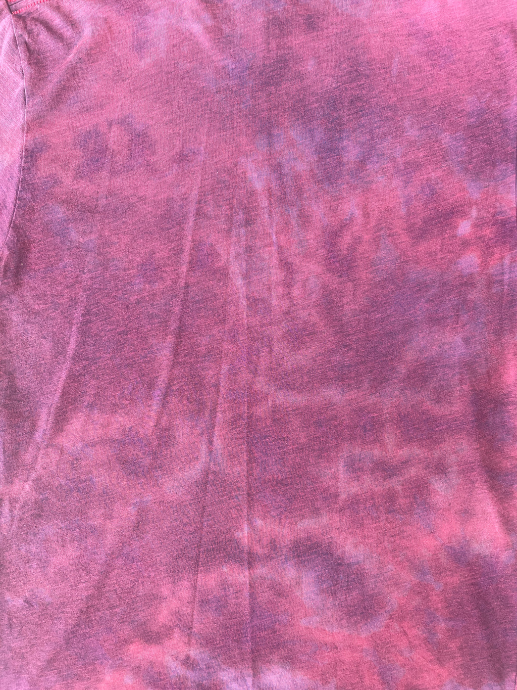 Hand-Printed Skeleton Peace Sign Red and Black Reverse Tie Dye Short Sleeve T-Shirt | Men's Size Medium