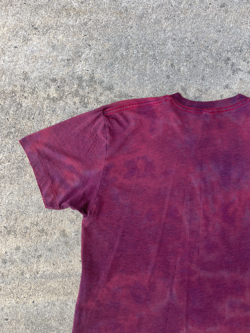 Hand-Printed Skeleton Peace Sign Red and Black Reverse Tie Dye Short Sleeve T-Shirt | Men's Size Medium