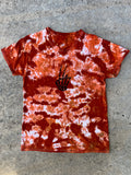 Hand-Printed Skeleton Peace Sign Orange and White Tie Dye Short Sleeve T-Shirt | Men's Size Medium