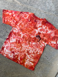 Hand-Printed Largemouth Bass Orange and Red Short Sleeve Tie Dye T-Shirt | Men's Size Large