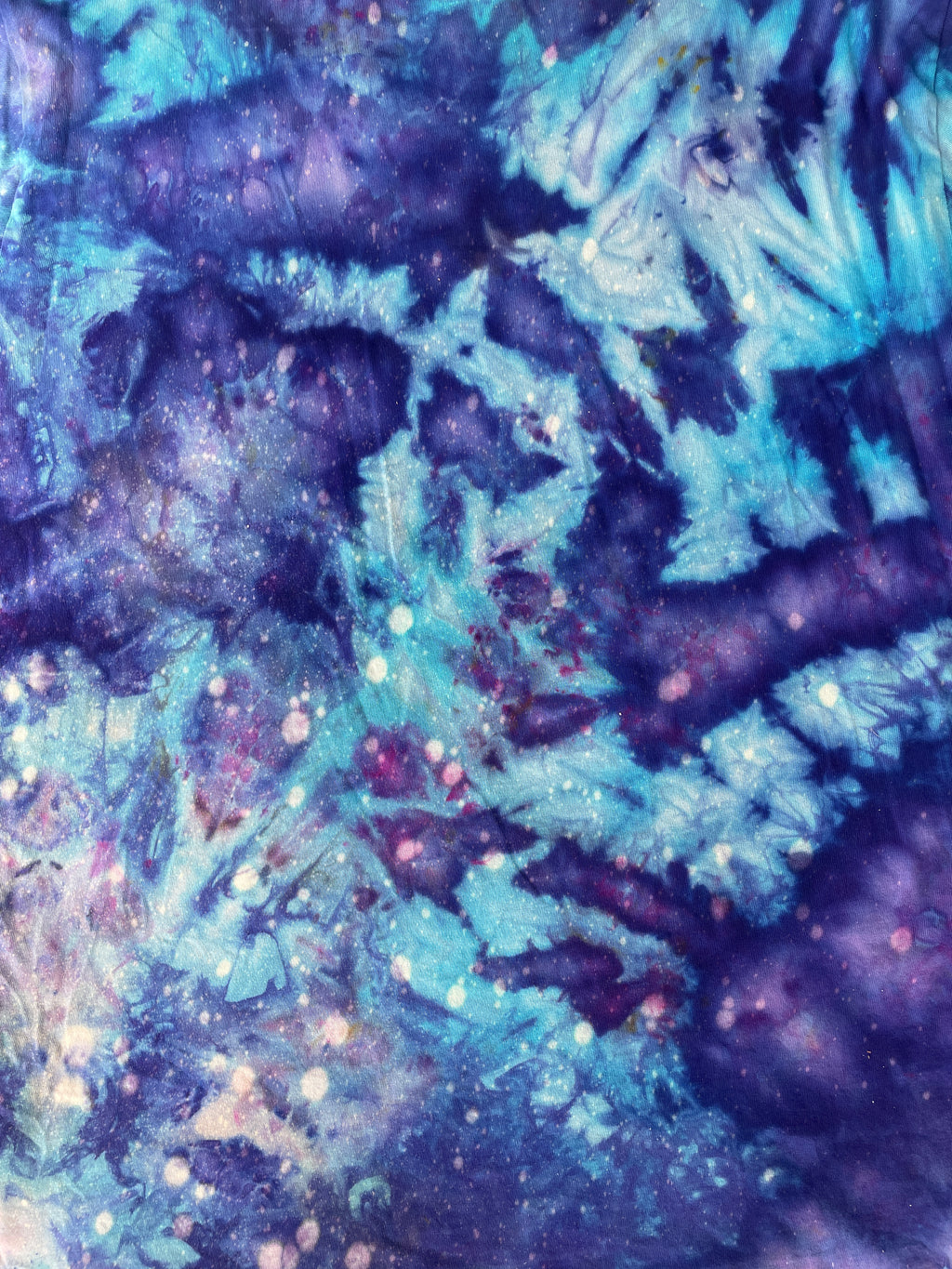 Hand-Printed Alien Purple and Blue Galaxy Dye Short Sleeve T-Shirt | Men's Size Large