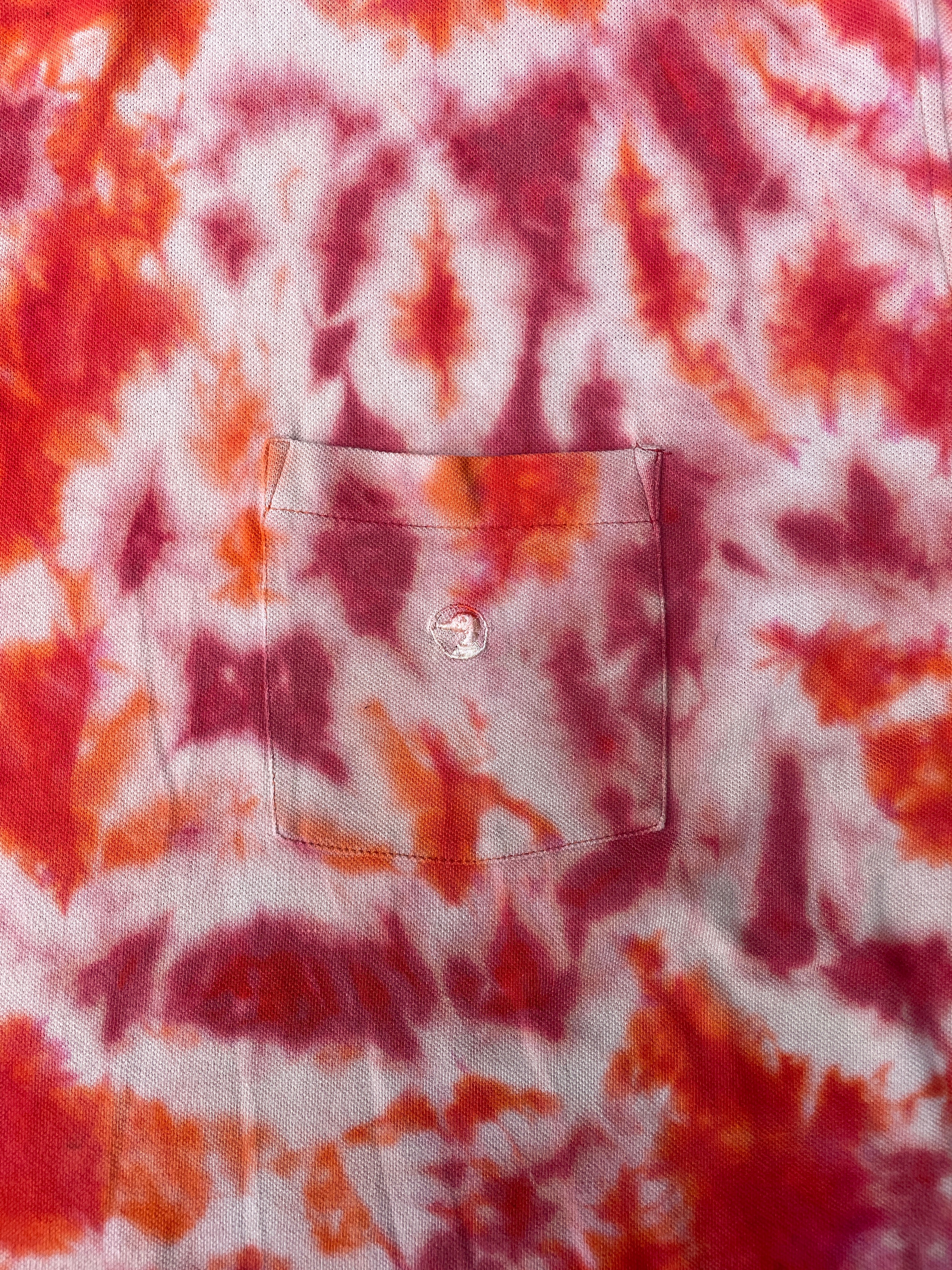 Hand-Printed Largemouth Red and Orange Tie Dye Short Sleeve T-Shirt | Men's Size XL