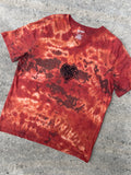 Hand-Printed North Carolina Brown and Orange Reverse Tie Dye Short Sleeve V-Neck T-Shirt | Men's Size XL