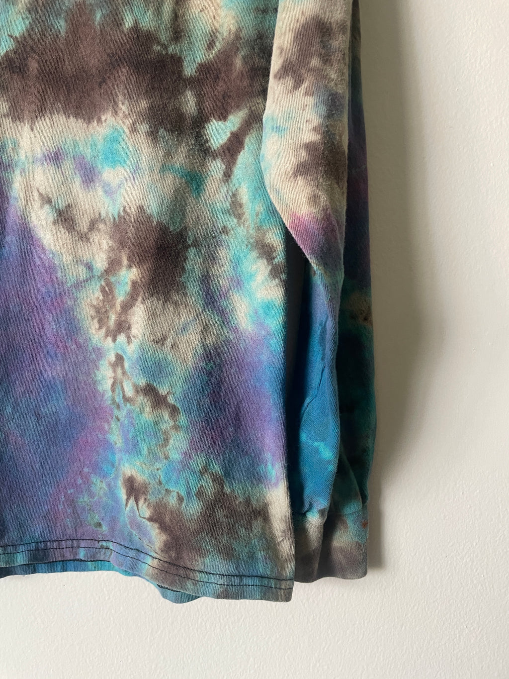 XS Men's XXXTentacion Handmade Tie Dye Long Sleeve T-Shirt | One-Of-a-Kind Upcycled Purple and Blue Crumpled Top