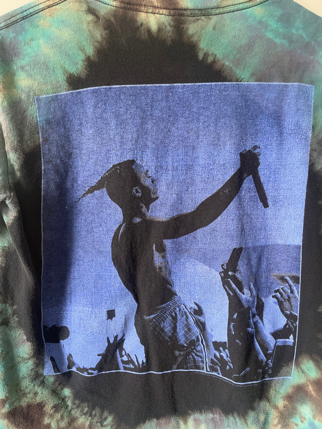 XS Men's XXXTentacion Handmade Tie Dye Long Sleeve T-Shirt | One-Of-a-Kind Upcycled Purple and Blue Crumpled Top