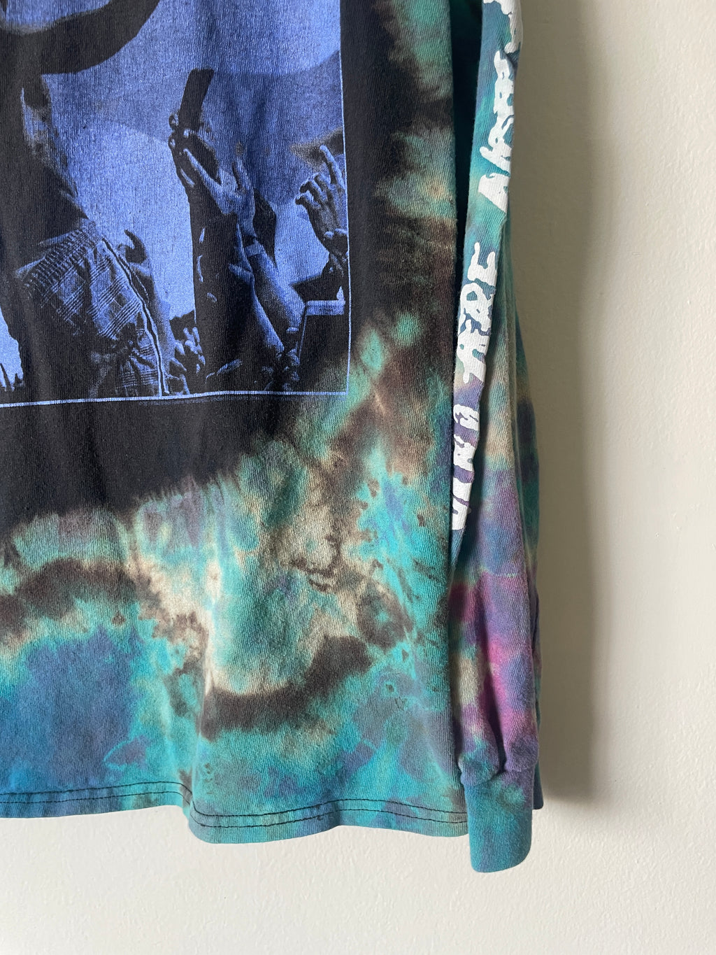 XS Men's XXXTentacion Handmade Tie Dye Long Sleeve T-Shirt | One-Of-a-Kind Upcycled Purple and Blue Crumpled Top