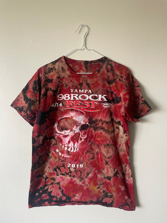 Medium Men's Tampa Rock Fest 2019 Handmade Tie Dye Short Sleeve T-Shirt | One-Of-a-Kind Upcycled Black and Crumpled Top