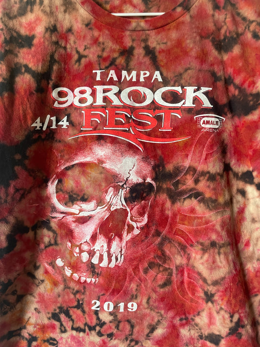 Medium Men's Tampa Rock Fest 2019 Handmade Tie Dye Short Sleeve T-Shirt | One-Of-a-Kind Upcycled Black and Crumpled Top