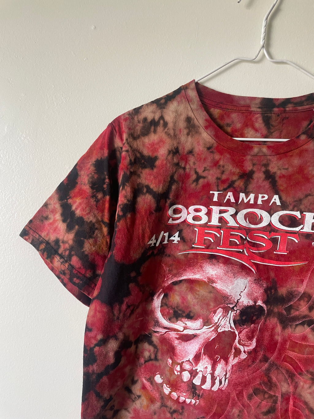 Medium Men's Tampa Rock Fest 2019 Handmade Tie Dye Short Sleeve T-Shirt | One-Of-a-Kind Upcycled Black and Crumpled Top