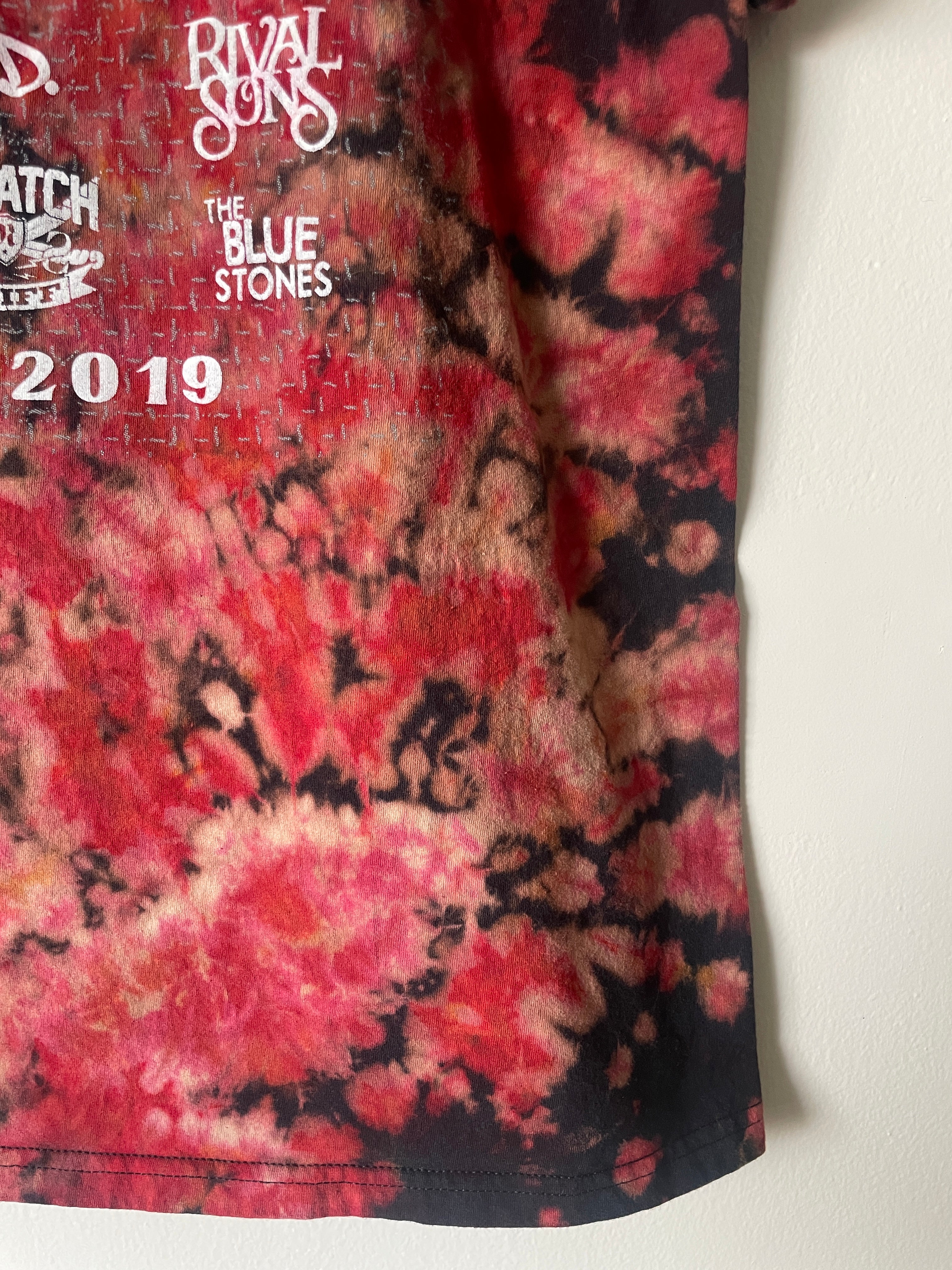 Medium Men's Tampa Rock Fest 2019 Handmade Tie Dye Short Sleeve T-Shirt | One-Of-a-Kind Upcycled Black and Crumpled Top