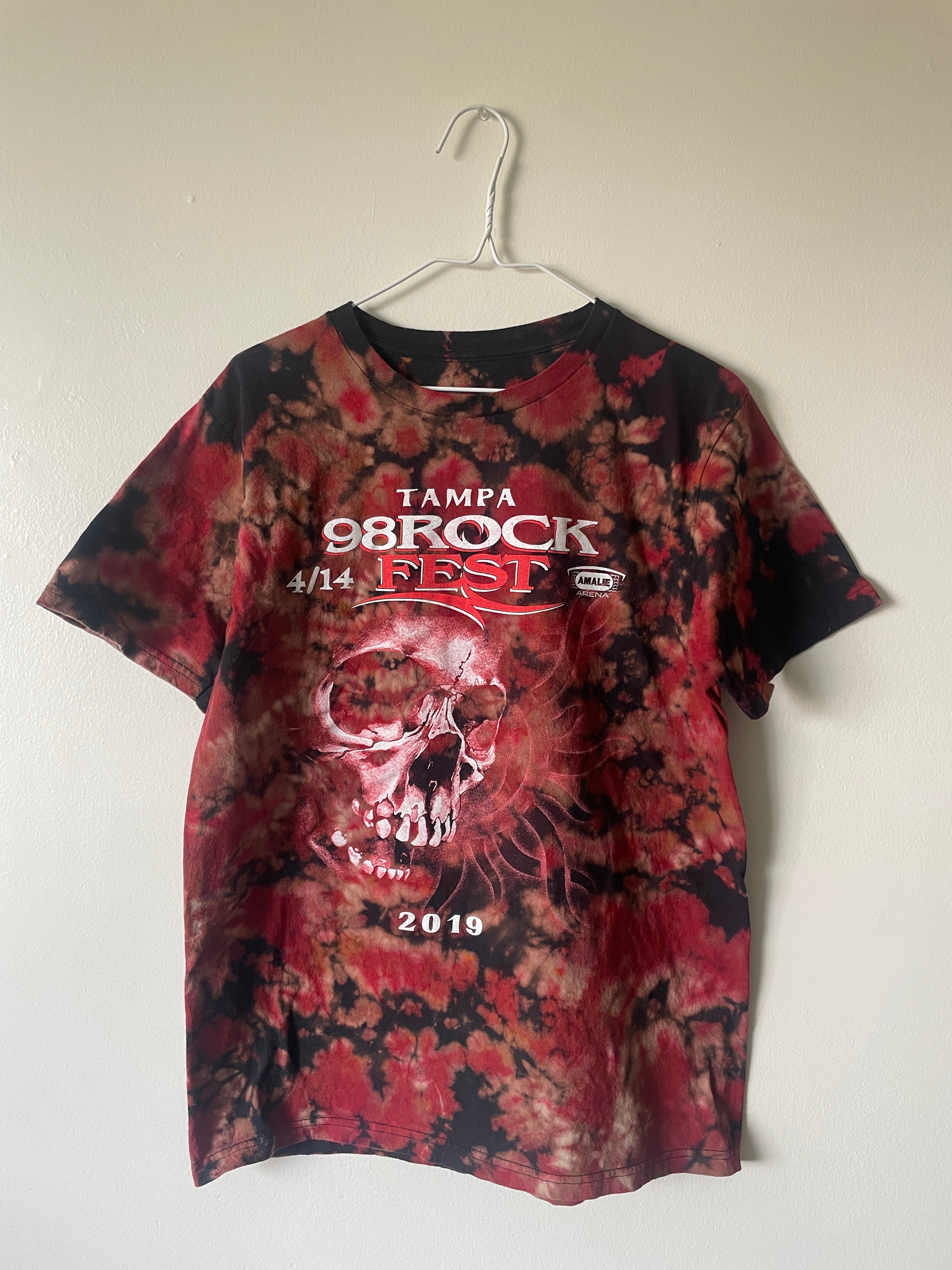 Medium Men's Tampa Rock Fest 2019 (#2) Handmade Tie Dye Short Sleeve T-Shirt | One-Of-a-Kind Upcycled Black and Crumpled Top