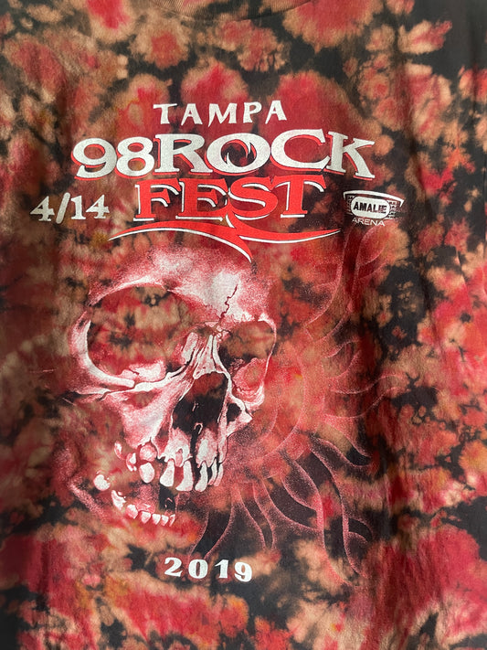 Medium Men's Tampa Rock Fest 2019 (#2) Handmade Tie Dye Short Sleeve T-Shirt | One-Of-a-Kind Upcycled Black and Crumpled Top