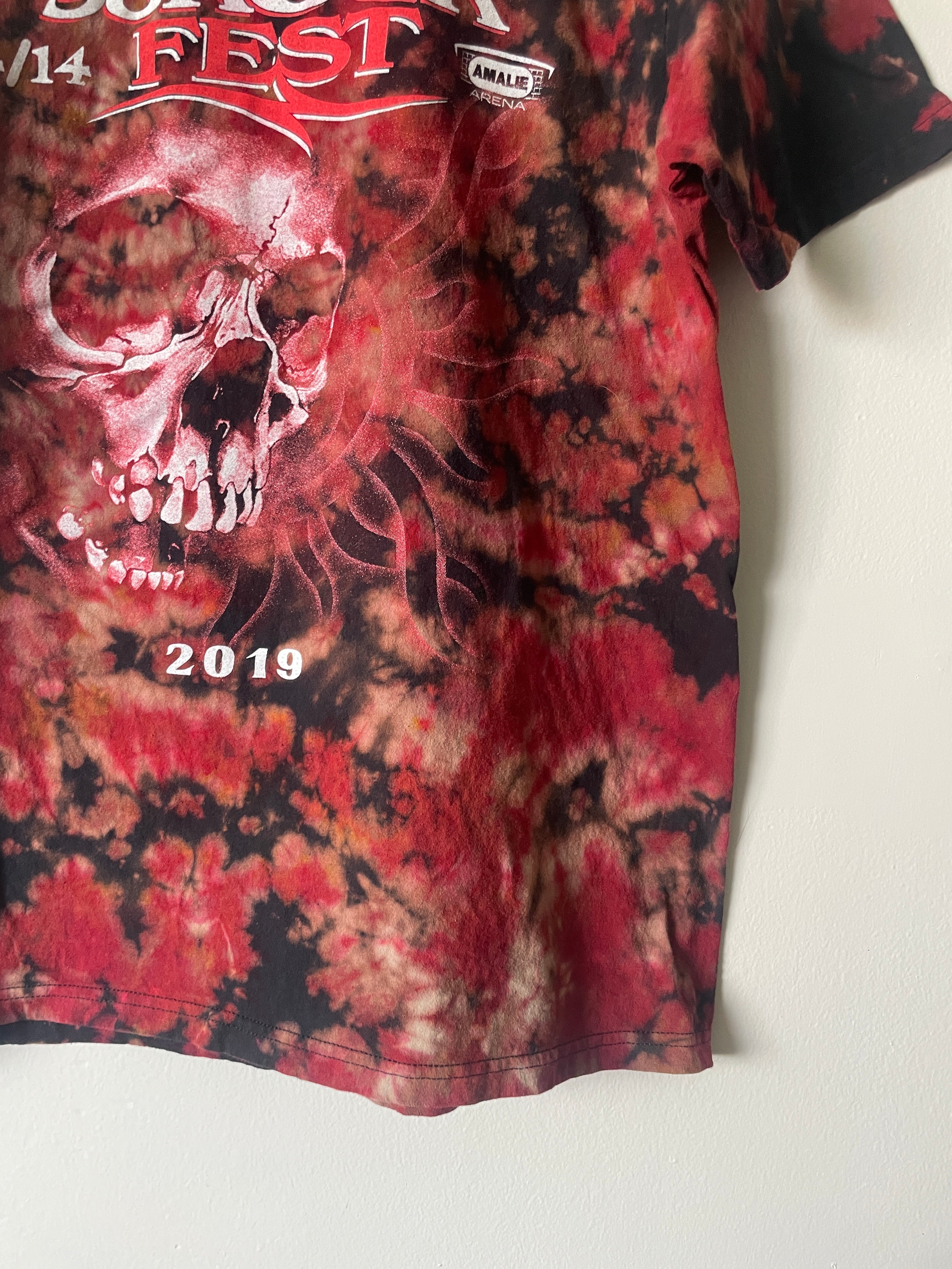 Medium Men's Tampa Rock Fest 2019 (#2) Handmade Tie Dye Short Sleeve T-Shirt | One-Of-a-Kind Upcycled Black and Crumpled Top