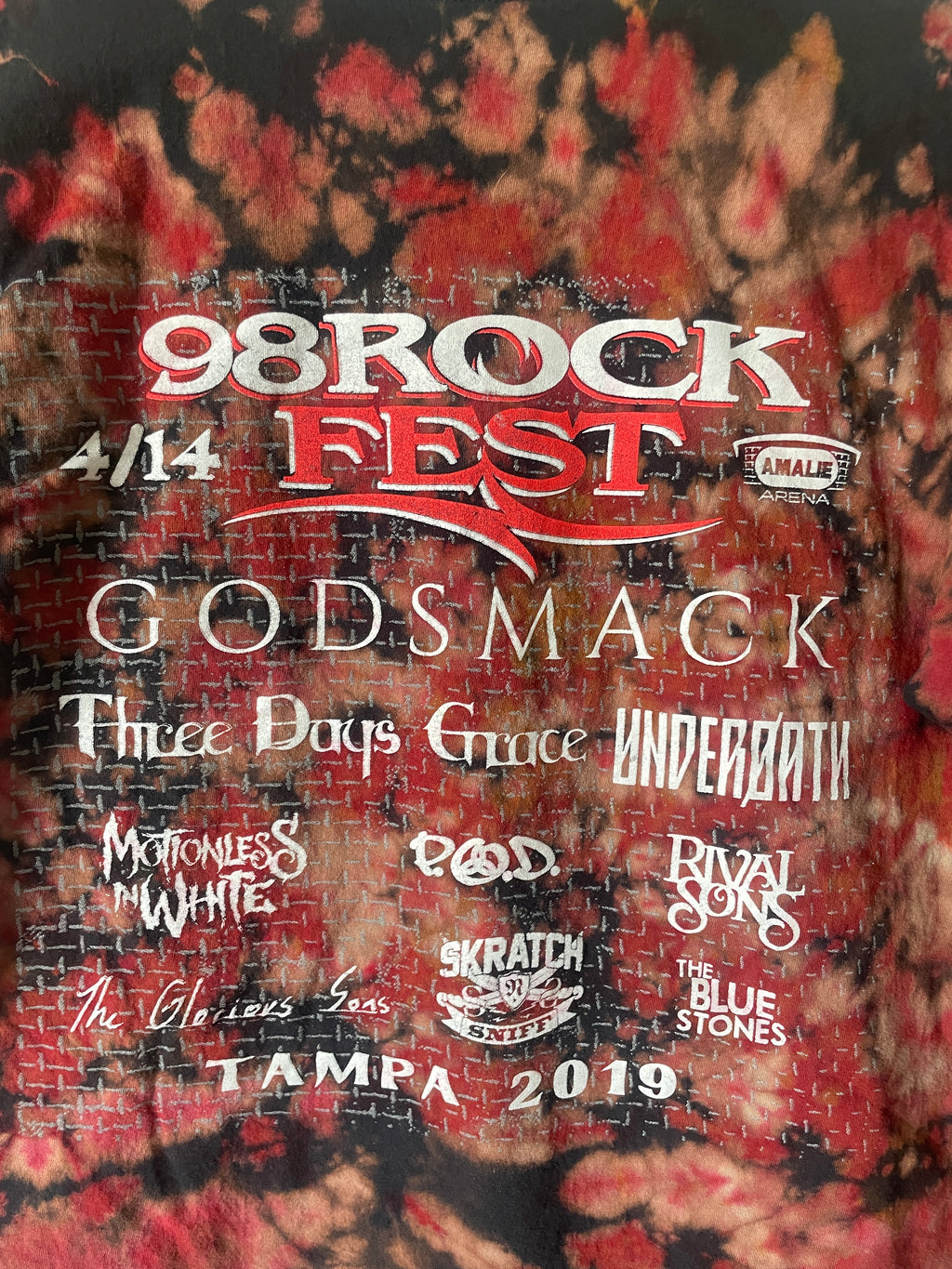 Medium Men's Tampa Rock Fest 2019 (#2) Handmade Tie Dye Short Sleeve T-Shirt | One-Of-a-Kind Upcycled Black and Crumpled Top